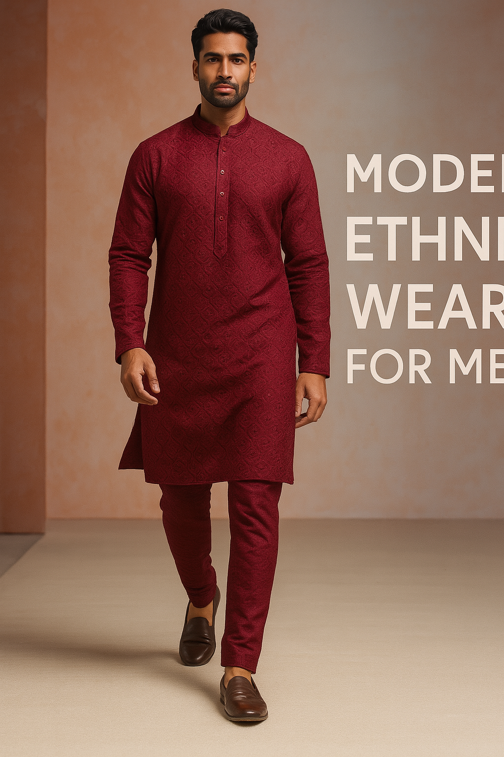 Attire Chikankari Kurta Pajama (red)
