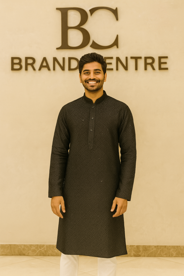 Attire Chikankari Kurta Pajama (black)