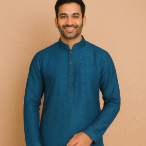 Attire Chikankari Kurta Pajama (teal blue)