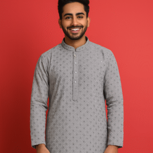 Attire Chikankari Kurta Pajama (grey)