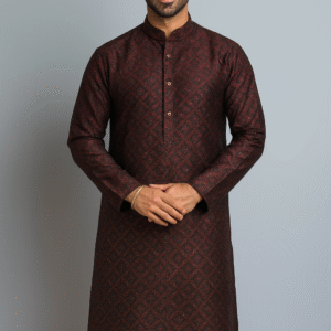 Attire Chikankari Kurta Pajama (dark brown)