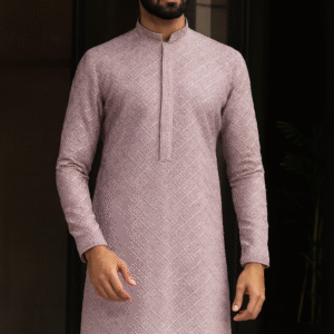 Attire Geometric Embroided Chikankari Kurta Pajama (Maroon)
