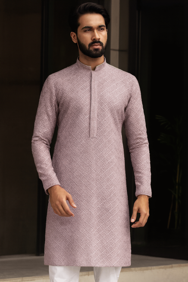 Attire Geometric Embroided Chikankari Kurta Pajama (Maroon)