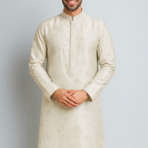 Attire Kurta Pajama Party Wear (Embroidered Work, Cream)