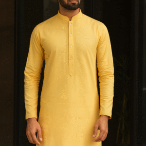 Attire Kurta Pajama (Yellow Solid)
