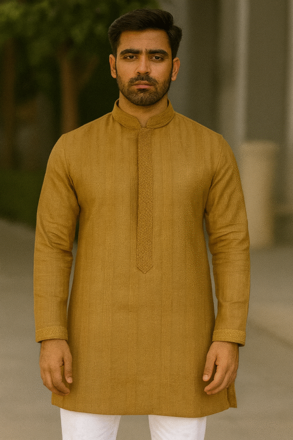 Attire Party Wear Kurta Pajama (Mustard)