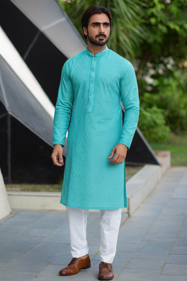 Attire Party Wear Kurta Pajama (Sky Blue)