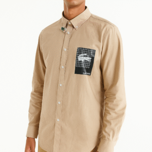 Beige Casual Wear Shirt with Crocodile Print