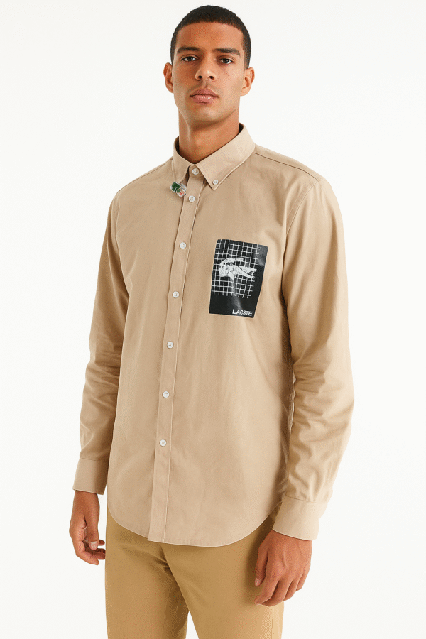 Beige Casual Wear Shirt with Crocodile Print