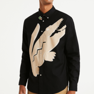 Black Casual Wear Shirt with Crocodile Print