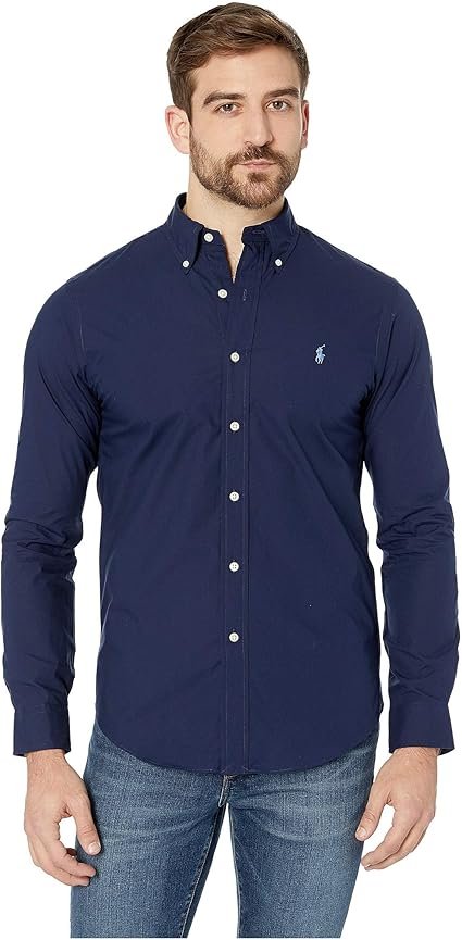 Casual Shirt (Blue Solid with White Buttons)