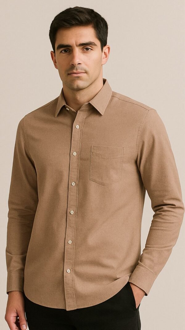 100% Cotton Shirt (Brown Solid)