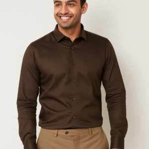 Brown solid slim fit party wear shirt