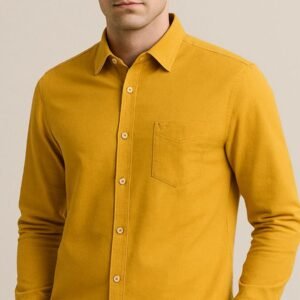 Casual Shirt (Dark Yellow Solid, 100% Cotton)