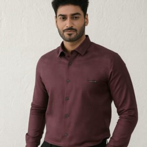 Dark maroon party wear shirt