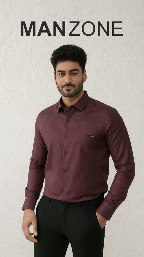 Dark maroon party wear shirt