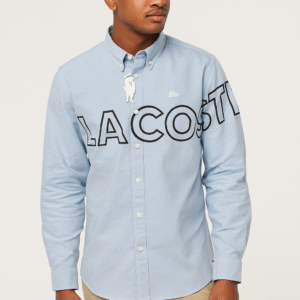 Casual Wear Shirt (Light Blue with Black Lacoste Print)