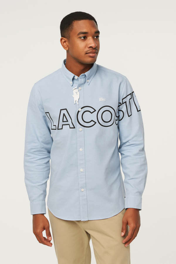 Casual Wear Shirt (Light Blue with Black Lacoste Print)