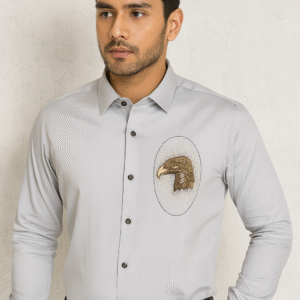 Light grey party wear shirt (eagle embroidered)