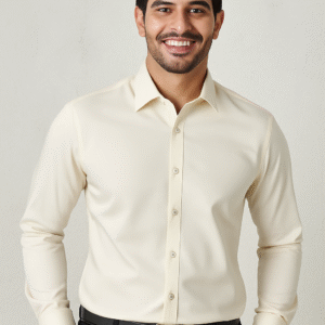 Light yellow solid slim fit party wear shirt