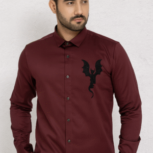Maroon party wear shirt (dragon motif)