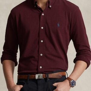 Casual Shirt (Maroon Solid, 100% Cotton)
