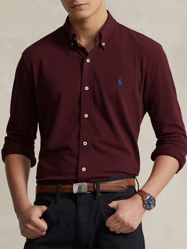 Casual Shirt (Maroon Solid, 100% Cotton)