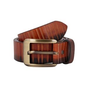 Men's Casual Genuine Leather Belt (Brown, Striped)