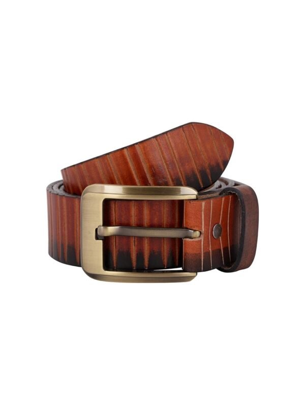 Men's Casual Genuine Leather Belt (Brown, Striped)