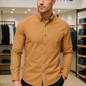 100% Cotton Casual Shirt (Orange Solid)