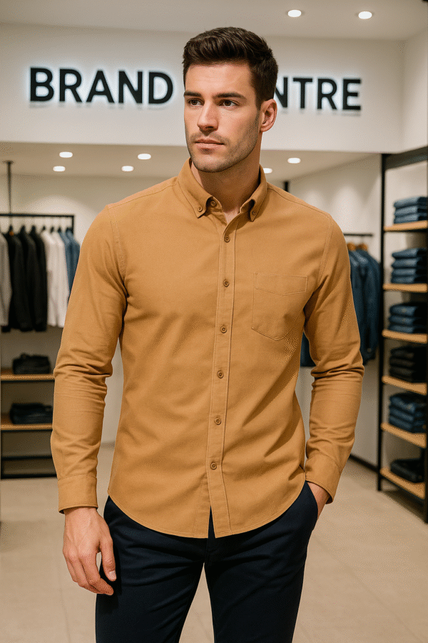 100% Cotton Casual Shirt (Orange Solid)