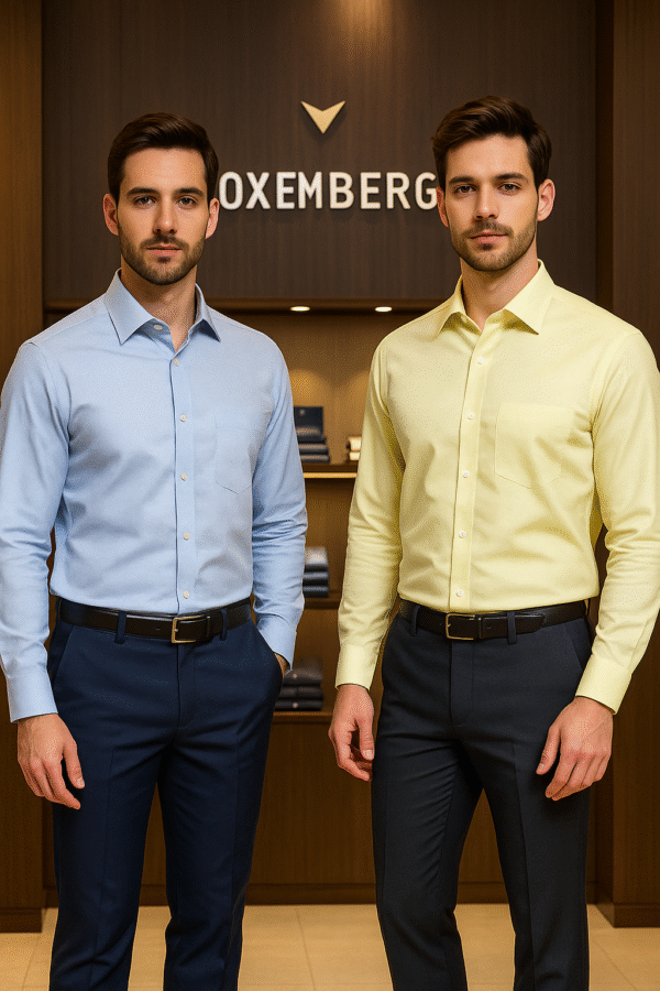 Oxemberg formal shirt (sky blue and yellow, 100% cotton)