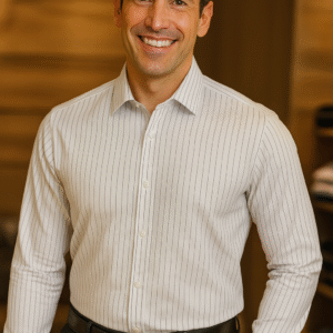 Oxemberg formal shirt (white with black stripes, 100% cotton)