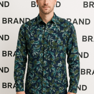 Oxemberg Casual Shirt (Blue & Dark Green Flower Print)
