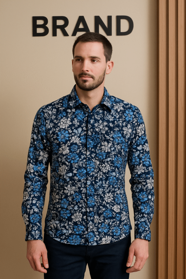 Oxemberg Casual Shirt (Blue & White Flower Print)