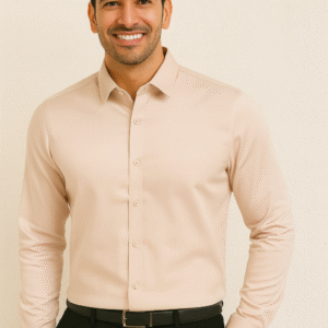 Pink solid slim fit party wear shirt