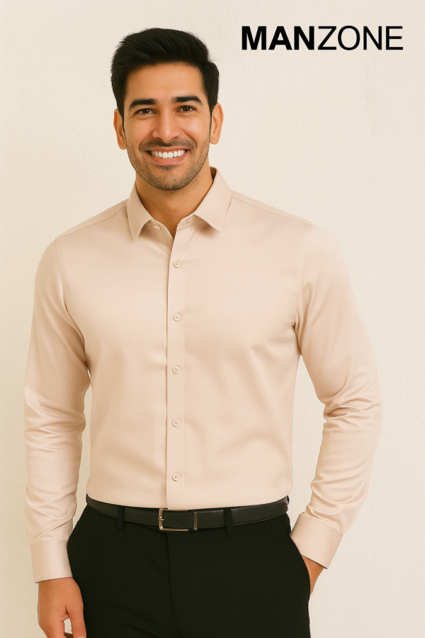 Pink solid slim fit party wear shirt