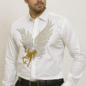 White party wear shirt (horse embroidered)