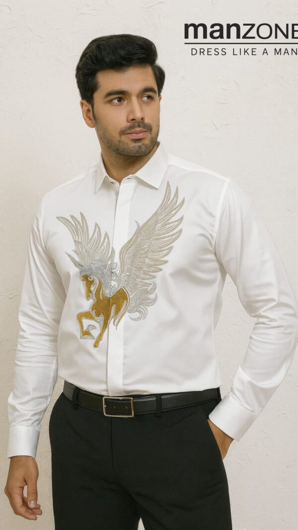 White party wear shirt (horse embroidered)