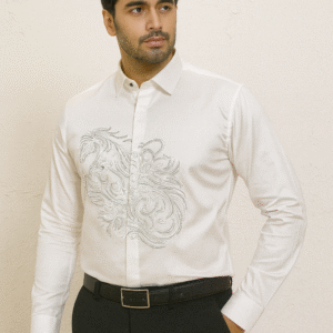 White party wear shirt (abstract embroidery)