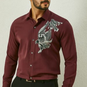 Wine party wear shirt (eagle embroidered)
