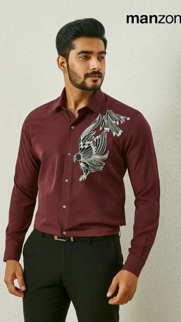 Wine party wear shirt (eagle embroidered)