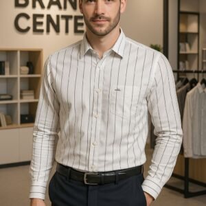 Oxemberg Casual Striped Shirt (White & Black Candy Striped)