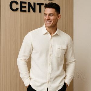 Oxemberg Casual Jacquard Fabric Shirt (Beige)