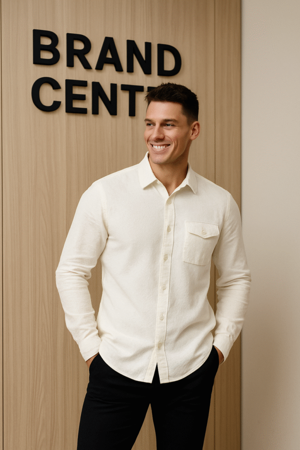 Oxemberg Casual Jacquard Fabric Shirt (Beige)