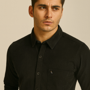 Oxemberg Casual Shirt (Dark Black Corduroy Fabric)