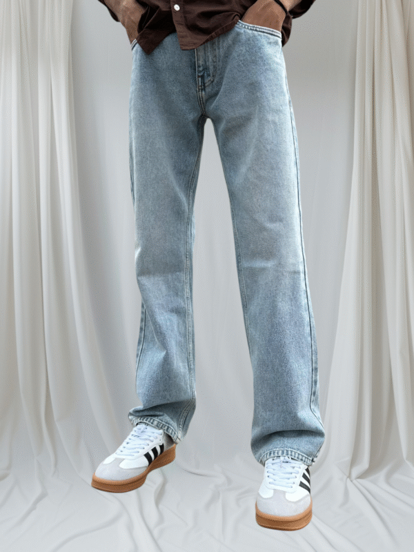 Non strech Raw wash straight fit light blue colour jean Non strech Raw wash straight fit light blue colour jean