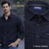 men's casual shirt with breathable cotton gauze fabric