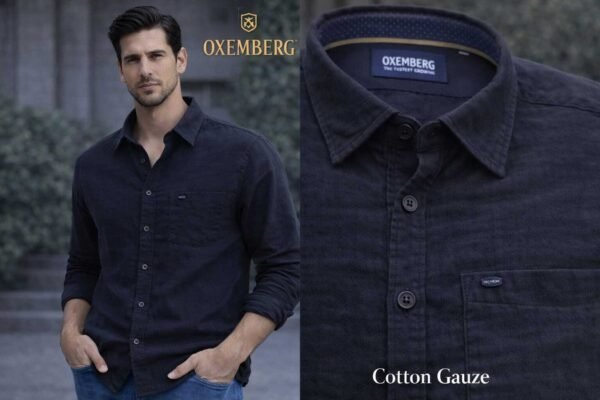 men's casual shirt with breathable cotton gauze fabric