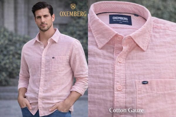 men's casual shirt with breathable cotton gauze fabric
